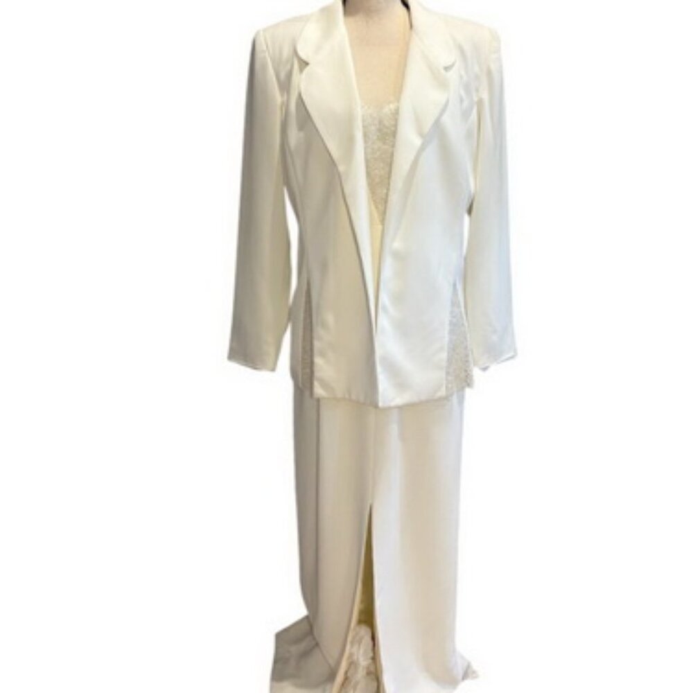 Karen Lawrence Matthew Cream Two-Piece Beaded Maxi Dress And Jacket
